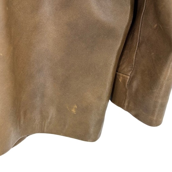 J.Crew Men's Genuine Brown Leather Jacket Size M Vintage Style Quilted Liner Y2K - Picture 12 of 16